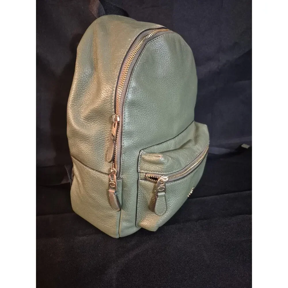 COACH Bag 30550 Backpack Pebbled Leather Medium Women's - Rare Green Authentic